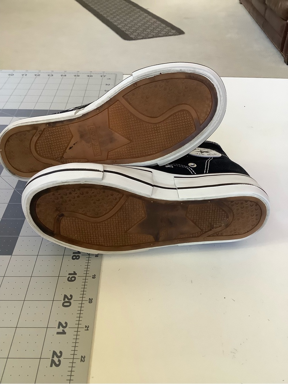 Women's High-Top Sneakers - Black & White Canvas - US Size 5 - Picture 5 of 8